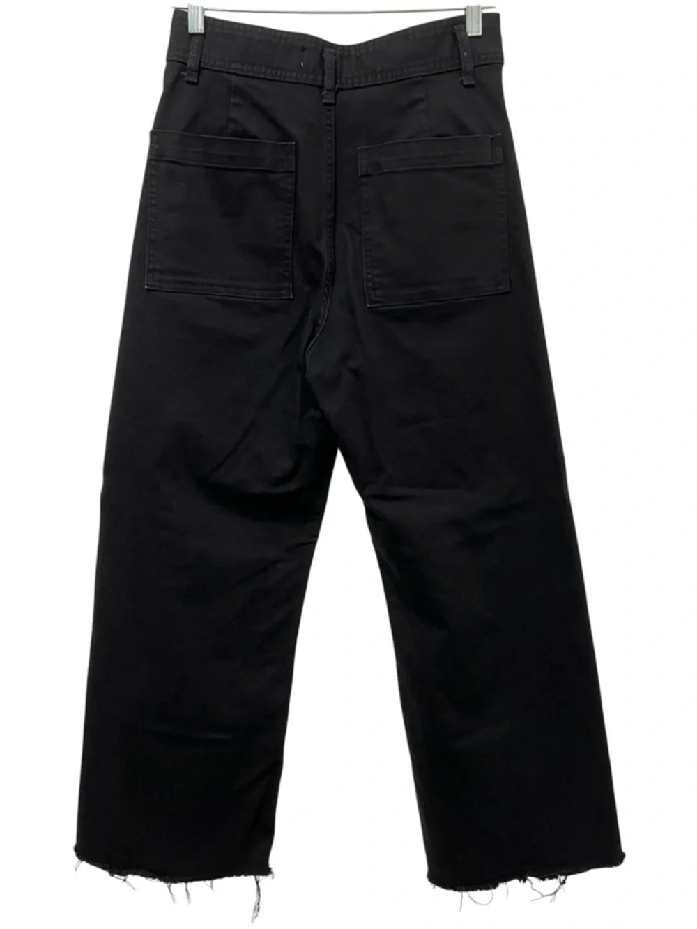 Zara Black Marine Straight Jeans 8 Raw Hem - Picture 6 of 7
